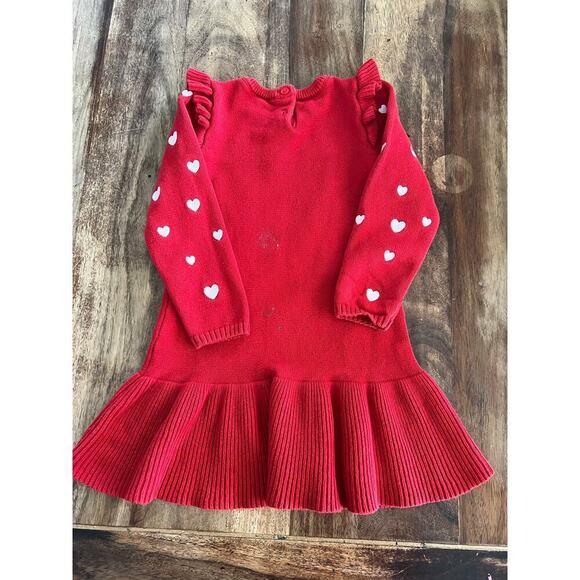 Gymboree Girls Red Long Sleeve Heart Print Sweater Dress Size 4T - Picture 5 of 7